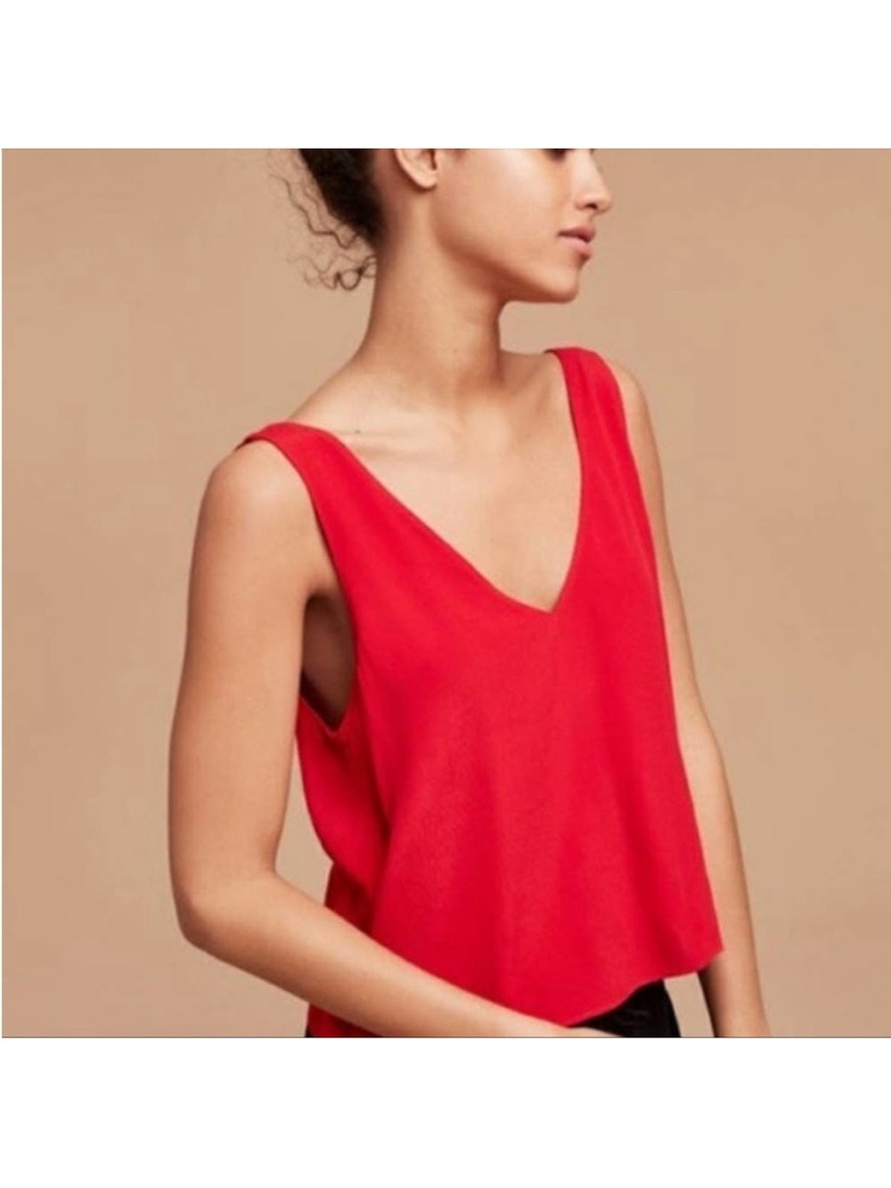 Wilfred Free by Aritzia Red Open Back Tie Tank Top Size Small